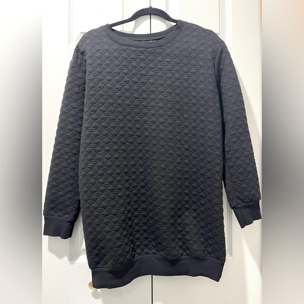 Windsor Black Quilted Oversized Crew Sweater